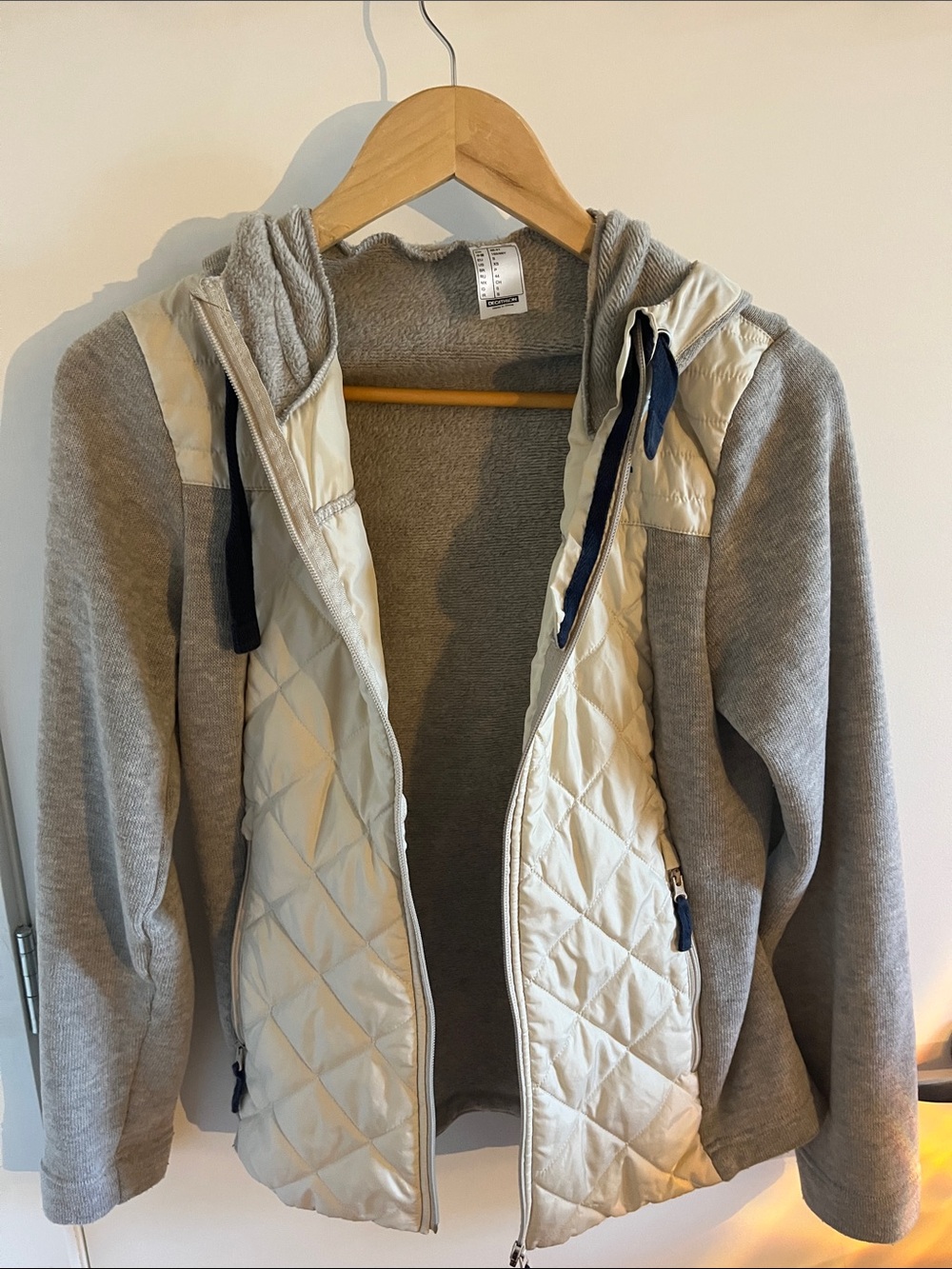 Quechua Light Gray & Navy Quilted fleece
